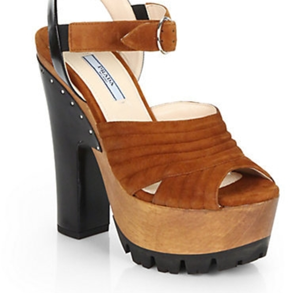 Like NEW Prada Suede Leather Brown Platform Sandals EU 39